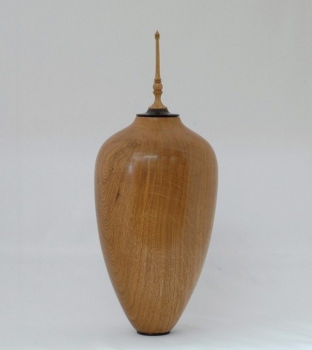 Large Oak Lidded Hollow Form